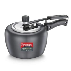 Prestige Apple Duo Plus Hard Anodised Spillage Control Pressure Cooker 3 L (Black)