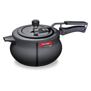 Prestige Nakshatra Plus Svachh Hard Anodised Spillage Control Handi Pressure Cooker, 5 L (Black)