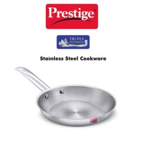 Prestige 24cm/1.75L Tri-Ply Stainless Steel Splendor Fry Pan| Gas & Induction Compatible| Even Heat Distribution| Strong and Durable| Thick Gauge