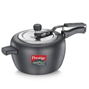 Prestige Apple Duo Plus Hard Anodised Spillage Control Pressure Cooker 5 L (Black)