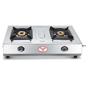 Preethi Elda, 2 Burner Stainless Steel Gas Stove, 5 Yr Body & Burner Warranty
