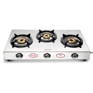 Preethi Ember, 3 Burner Stainless steel Gas Stove, 5 Yr Body & Burner Warranty
