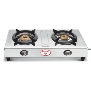 Preethi Fino, 2 Burner Stainless Steel Gas Stove, 5 Yr Body & Burner Warranty