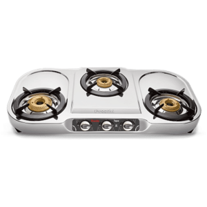 Preethi Topaz, 3 Burner Stainless steel Gas Stove, 5 Yr Body & Burner Warranty