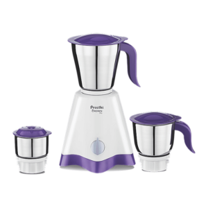 Preethi Crown Pro Mixer Grinder 600 Watt with 3 Jars, 5 Year Warranty (White/Purple)      20 reviews