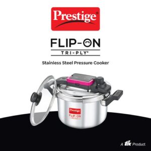 PRESTIGE FLIP-ON TRI-PLY STAINLESS STEEL PRESSURE COOKER 3 L 220m WITH OUT LID