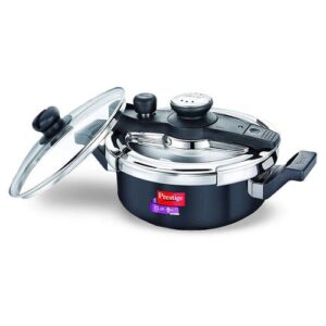 Prestige Clip-on Svachh Hard Anodised Spillage Control Pressure Cooker, 3 L (Black)