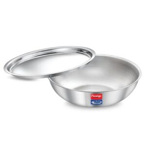 Prestige 18cm/1.2L Tri-Ply Stainless Steel Splendid Tasla with Lid|Gas and Induction Compatible|Even Heat Distribution| Thick Gauge Tri-Ply Body