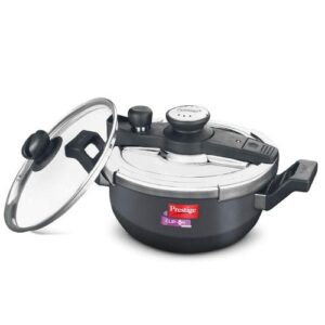 Prestige Clip-on Svachh Hard Anodised Spillage Control Pressure Kadai, 3.5 L (Black)