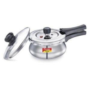 Prestige Deluxe Alpha Svachh Stainless Steel Spillage Control Handi Pressure Cooker with Glass Lid, 1.5 L (Silver)