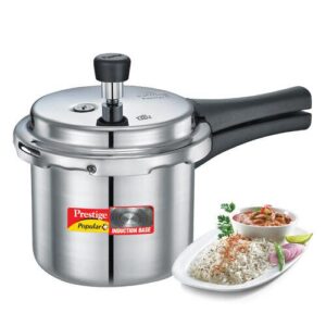 Prestige Popular Plus Virgin Aluminium Gas and Induction Compatible Pressure Cooker, 2 L (Tall) (Silver)