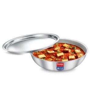 Prestige 16cm/0.9L Tri-Ply Stainless Steel Splendid Tasla with Lid|Gas and Induction Compatible|Even Heat Distribution| Thick Gauge Tri-Ply Body
