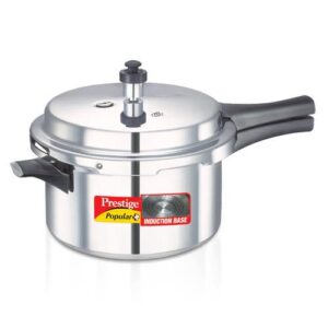 Prestige Popular Plus Virgin Aluminium Gas and Induction Compatible Pressure Cooker, 4 L (Silver)