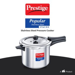 Prestige Popular Svachh Spillage Control Stainless Steel Pressure Cooker, 5 L (Silver)