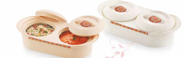 CELLO WICKER  TWIN INSULATED HOTPOTS (1000+1000)ml