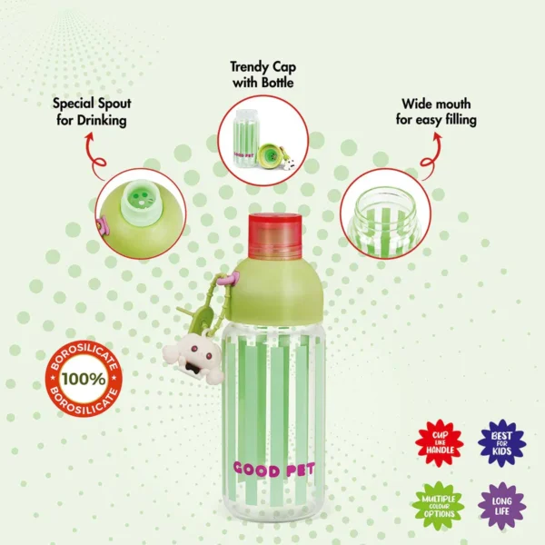 Signoraware Murphy Kids Glass Water Bottle 460 ml | Borosilicate Glass - Image 2