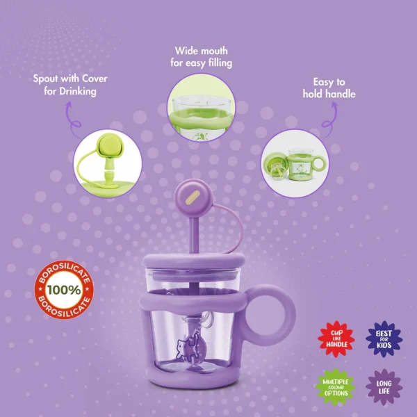 Signoraware Patton Kids Glass Water Bottle 450 ml | Borosilicate Glass - Image 2