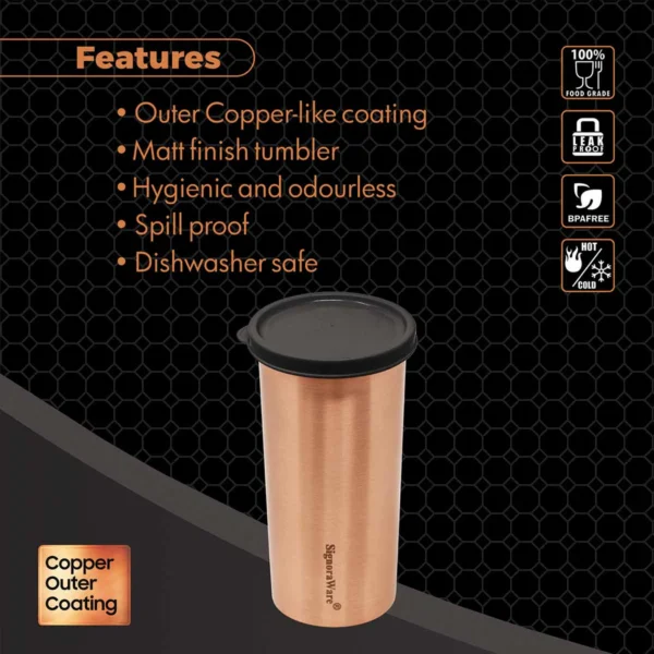 Signoraware Pride Copper Coated Matte Tumbler 370 ml - Image 2