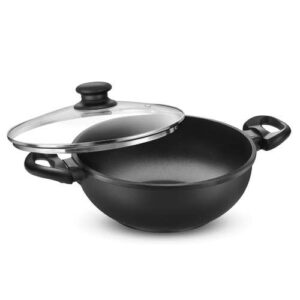 Omega Die-Cast Plus Aluminium Non-Stick Kadai 24 Cm with Glass Lid