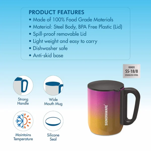 Signoraware Phoenix Double Wall Steel Mug 220ml - Image 3