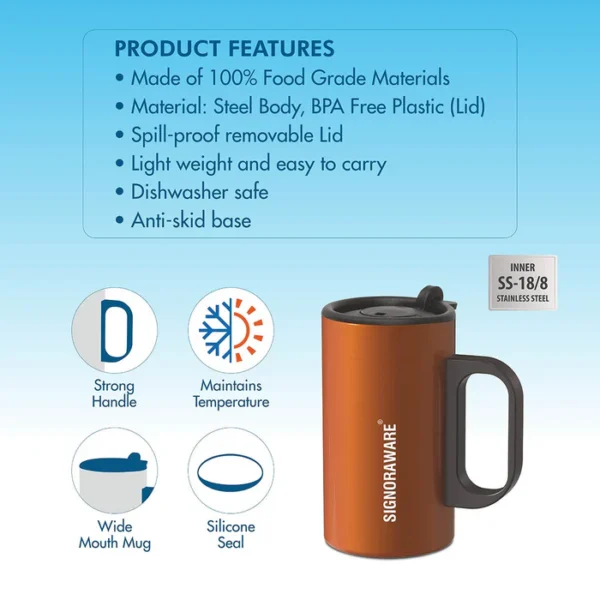 Signoraware Sigma Double Wall Steel Mug 250ml - Image 2