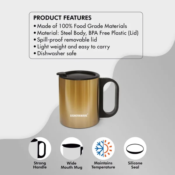 Signoraware Friendy Double Wall Steel Mug 200ml - Image 2