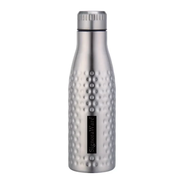 Signoraware AACE Hammered Steel Water Bottle (1 Ltr.) - Stainless Steel Colour