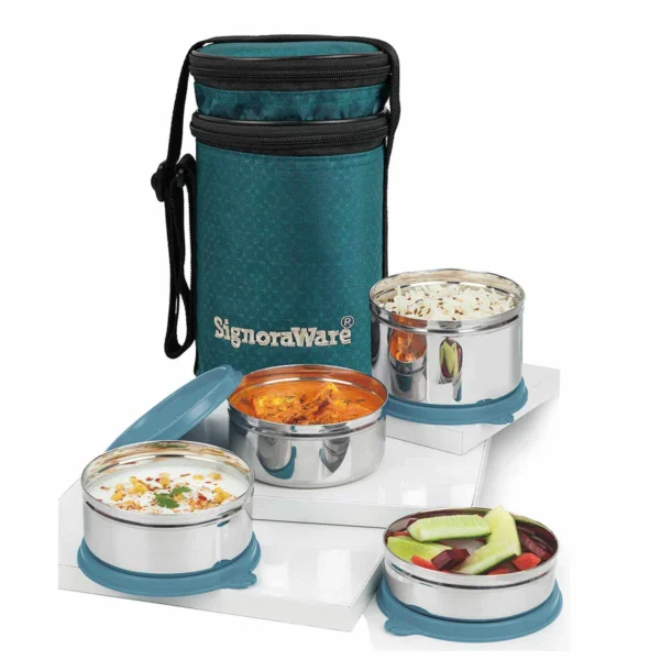 Signoraware Executive Stainless Steel Lunch Box Set, Set of 4, Big - Image 5