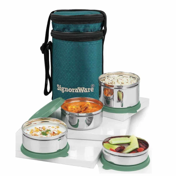 Signoraware Executive Stainless Steel Lunch Box Set, Set of 4, Big - Image 4