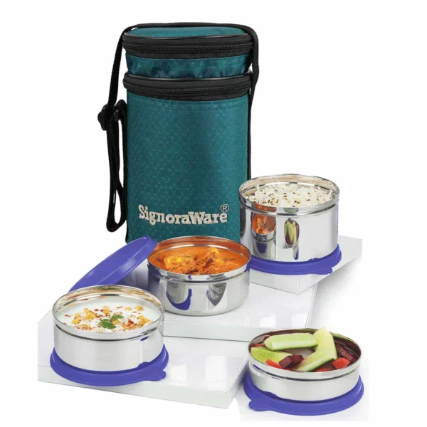 Signoraware Executive Stainless Steel Lunch Box Set, Set of 4, Big - Image 3