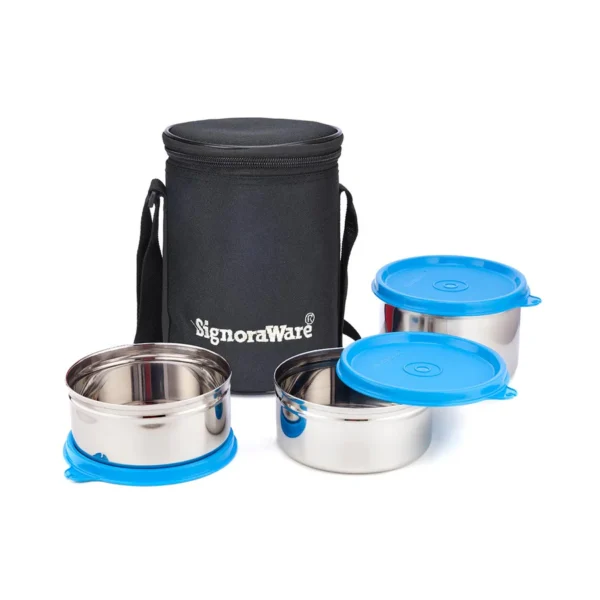Signoraware Executive Stainless Steel Lunch Box Set, Set of 3, Medium - Image 2