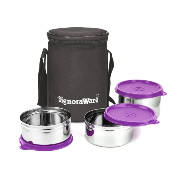 Signoraware Executive Stainless Steel Lunch Box Set, Set of 3, Medium - Image 6