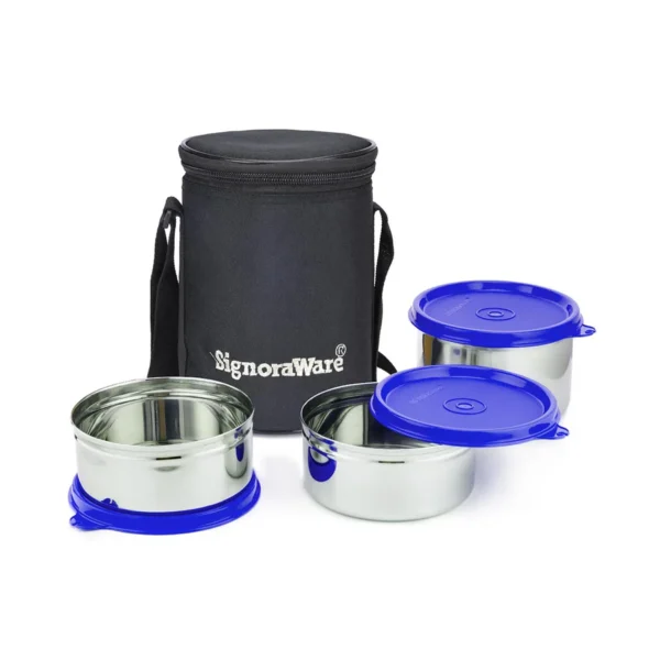 Signoraware Executive Stainless Steel Lunch Box Set, Set of 3, Medium - Image 3