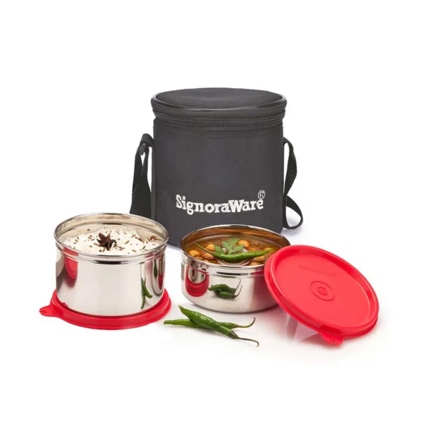 Signoraware Executive Stainless Steel Lunch Box Set, Set of 2, Small