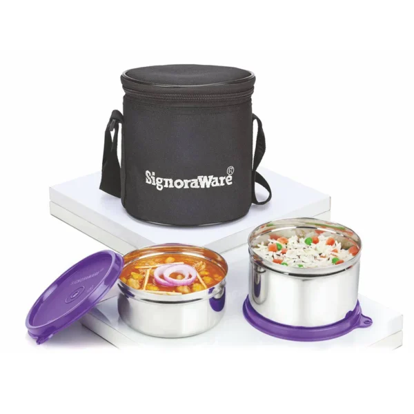 Signoraware Executive Stainless Steel Lunch Box Set, Set of 2, Small - Image 3