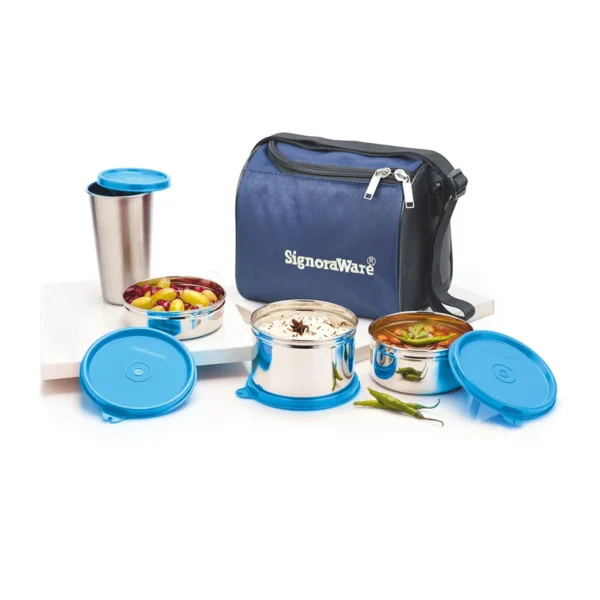 Signoraware Best Steel Lunch Box With Steel Tumbler