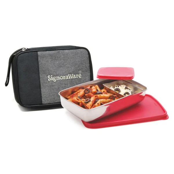 Signoraware Compact Steel Lunch Box (Big) with Bag