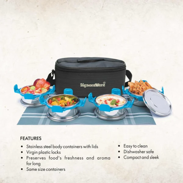 Signoraware All Steel Double Decker Smart Lunch Box - Image 2