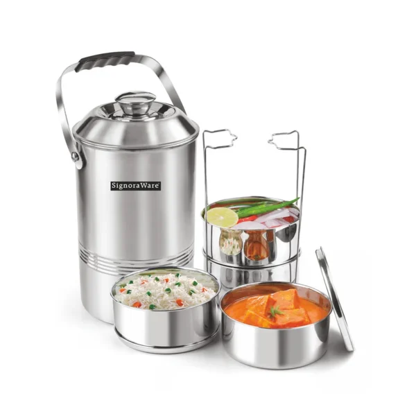Signoraware Hot Vault Steel Lunch Box (4 Tier)