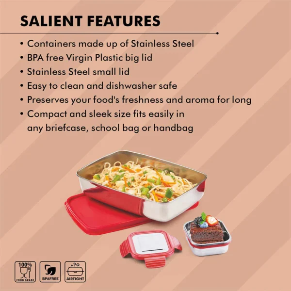 Signoraware Munch-Mate Steel Lunch Box (Small) - Image 2