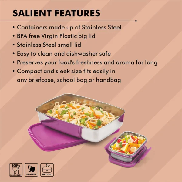 Signoraware Munch-Mate Steel Lunch Box (Big) - Image 2