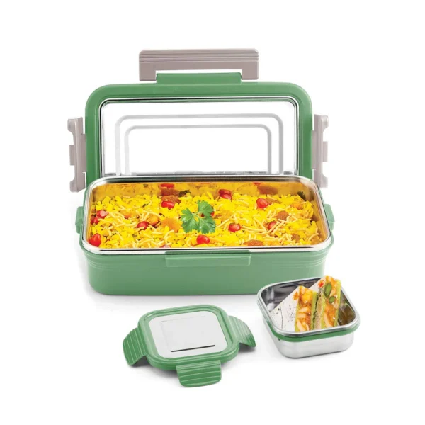 Signoraware Smiley Steel Lunch Box 700ml + 130ml