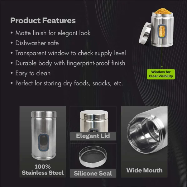 Signoraware Modular Steel Container Deluxe (Window Round) 1000 ml - Image 2