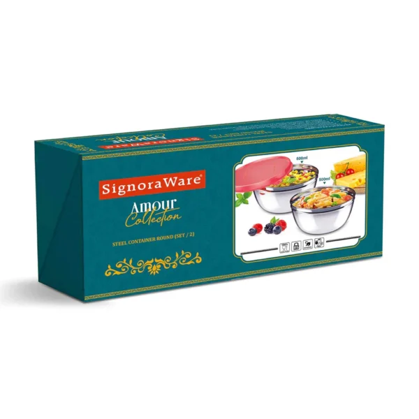 Signoraware Amour Collection Mixing Bowl Steel Set/2 (500 ml Each)