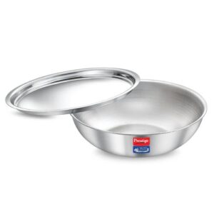 Prestige 20cm/1.6L Tri-Ply Stainless Steel Splendid Tasla with Lid|Gas and Induction Compatible|Even Heat Distribution| Thick Gauge Tri-Ply Body