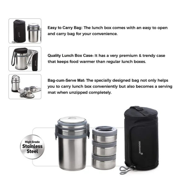 Signoraware Signature Vacuum Steel Lunch Box Big - Image 2