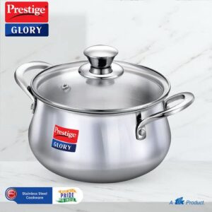 Prestige Glory Stainless Steel Cookware Handi 22 Cm / 5.0 L With Glass Lid