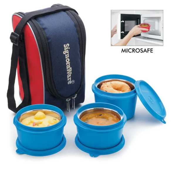 Signoraware Executive Microsafe 3 Tier Steel Lunch Box - Image 2