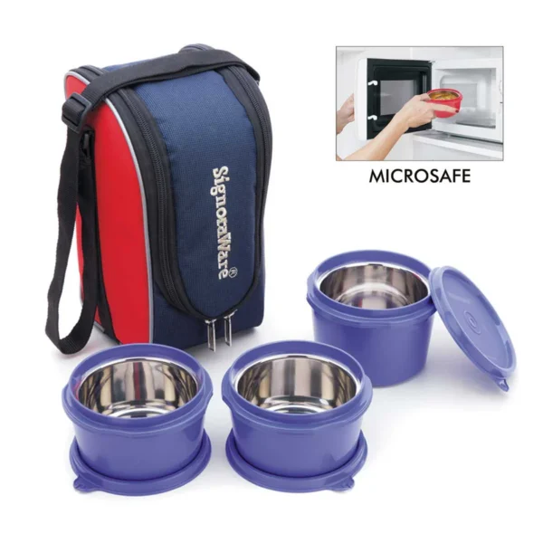 Signoraware Executive Microsafe 3 Tier Steel Lunch Box - Image 3