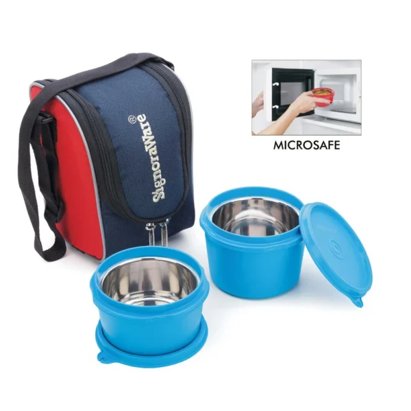 Signoraware Executive Microsafe Steel Lunch Box, Set of 2 | Insulated Fabric Bag | Leak Proof & Microwave Safe | Full Meal and Easy to Carry - Image 2